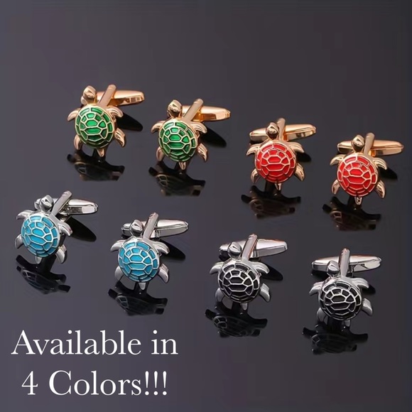 Black and Silver Sea Turtle Cufflinks - Picture 3 of 16